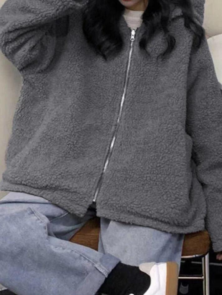 Preppy Reversible Lambswool Hooded Jacket-Jackets-MAUV STUDIO-STREETWEAR-Y2K-CLOTHING