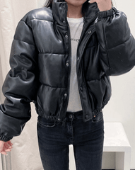 Puffer Jacket Pu Leather Puffer Jacket-Jackets-MAUV STUDIO-STREETWEAR-Y2K-CLOTHING