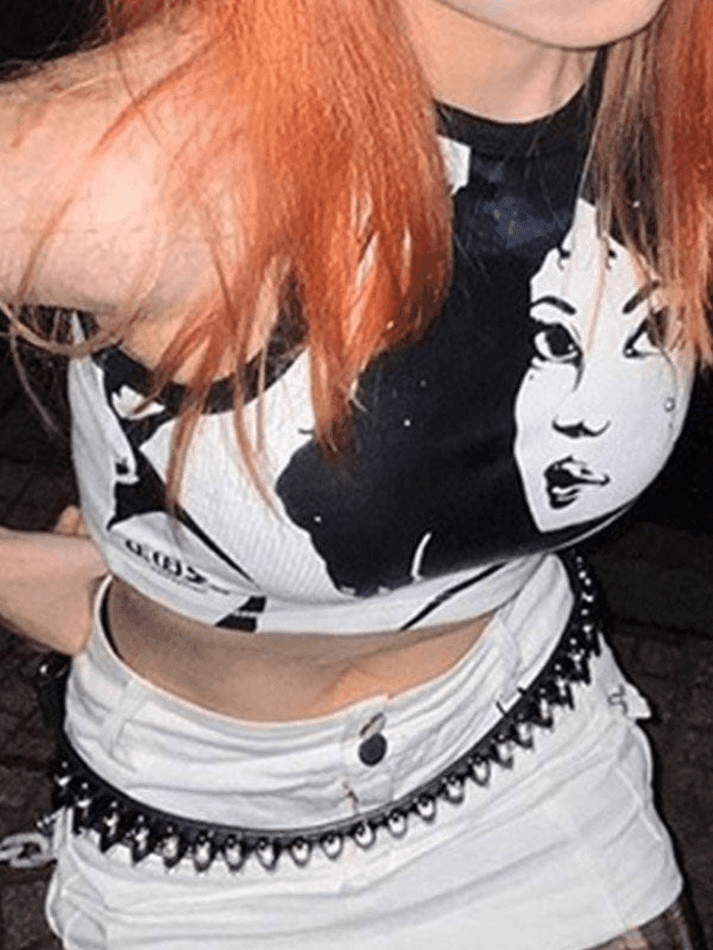 Punk Girl Cropped Tank Top-Tank Tops-MAUV STUDIO-STREETWEAR-Y2K-CLOTHING