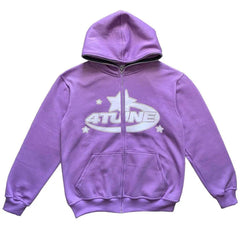 Purple full zip hoodie-Veste-MAUV STUDIO-STREETWEAR-Y2K-CLOTHING