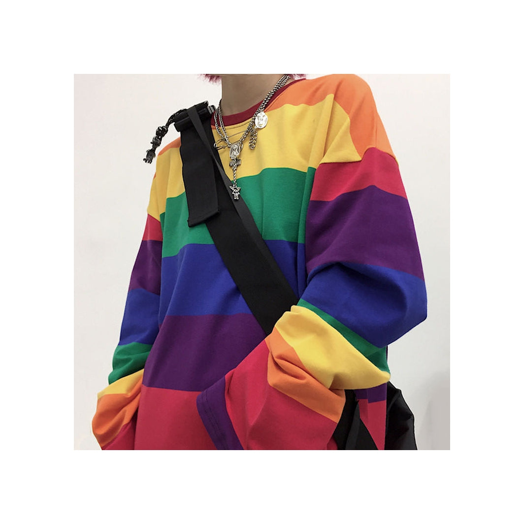 Rainbow Long Sleeve Top-Tops-MAUV STUDIO-STREETWEAR-Y2K-CLOTHING