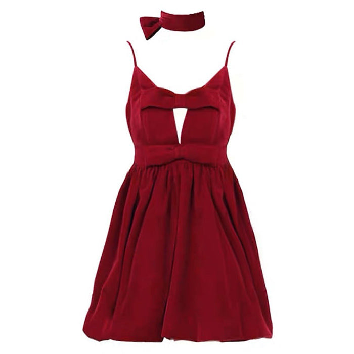 Red Velvet Halter Dress MAUVSTUDIO Red Velvet Halter Dress MAUVSTUDIO