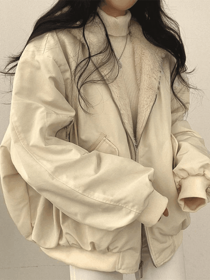 Reversible Oversize Fleece Hooded Jacket-Jackets-MAUV STUDIO-STREETWEAR-Y2K-CLOTHING