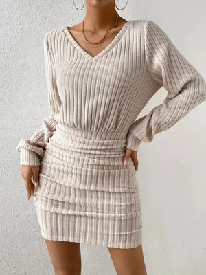 Ribbed Knit Mini Dress view 4 | MAUVSTUDIO®