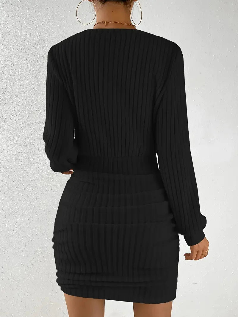 Ribbed Knit Mini Dress view 5 | MAUVSTUDIO®