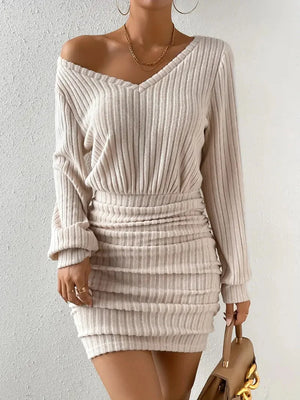 Ribbed Knit Mini Dress view 10 | MAUVSTUDIO®