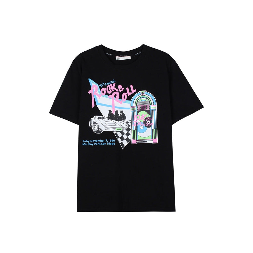 Rock N' Roll T-Shirt-T-Shirts-MAUV STUDIO-STREETWEAR-Y2K-CLOTHING