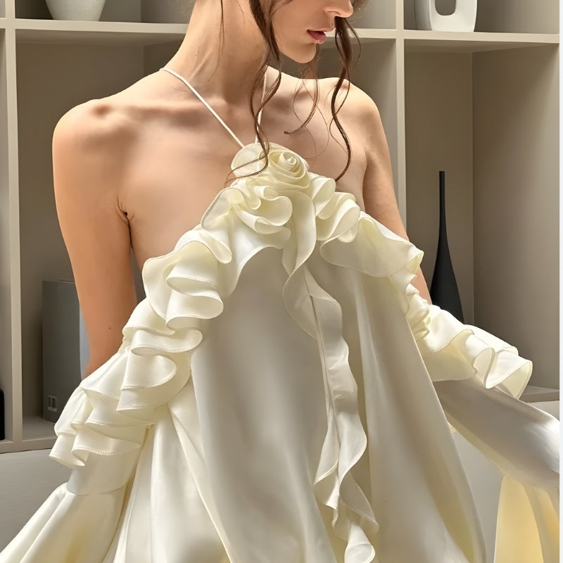 Rose Ruffled Mini Dress view 4 | MAUVSTUDIO®