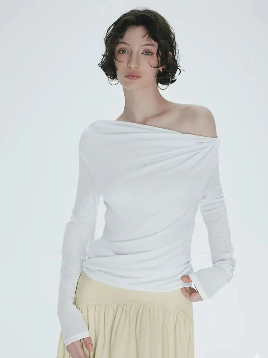 Ruched One-Shoulder Top – MAUVSTUDIO®