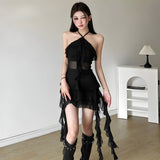 Ruffled Halter Neck Mini Dress view 12 | MAUVSTUDIO®