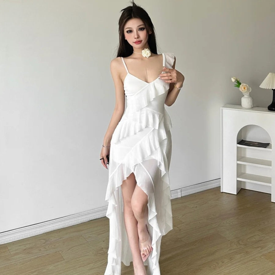 Ruffled Mullet Mini Dress view 3 | MAUVSTUDIO®