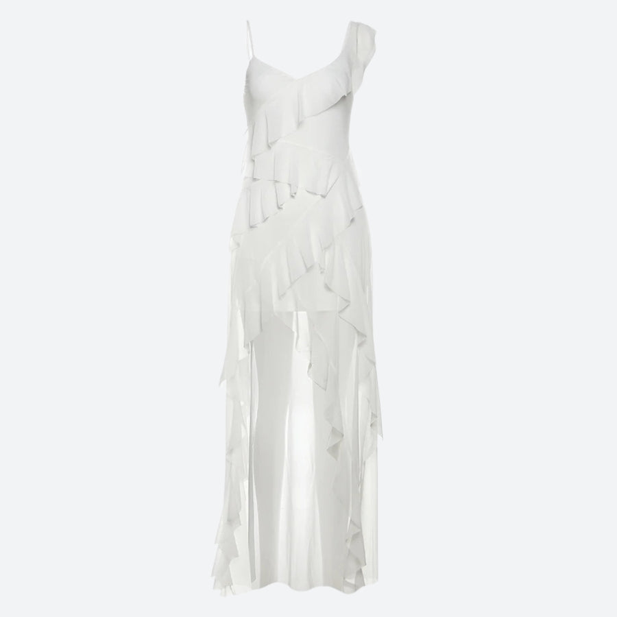 Ruffled Mullet Mini Dress view 5 | MAUVSTUDIO®