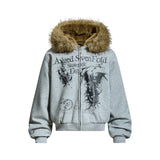 Y2K Grim Reaper Fur Hooded Jacket