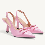Y2K Butterfly Knot Pointy Toe Slingback Pumps