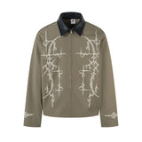 Y2K Thorn Print Rivet Oversized Jacket