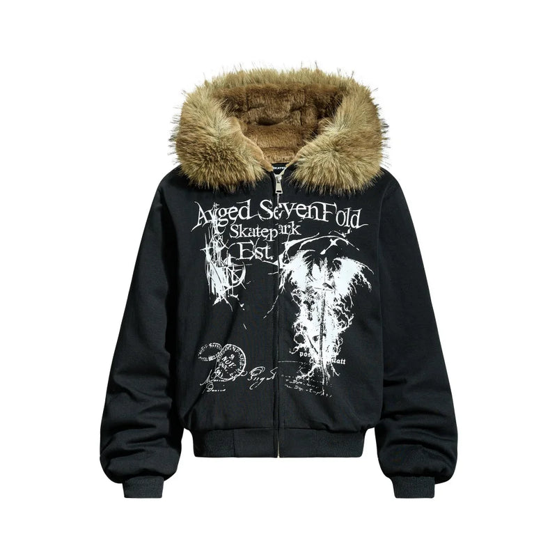 Y2K Grim Reaper Fur Hooded Jacket – MAUVSTUDIO®