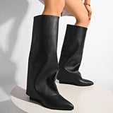 Y2K Wide Leg Pointed Toe Knee-High Boots