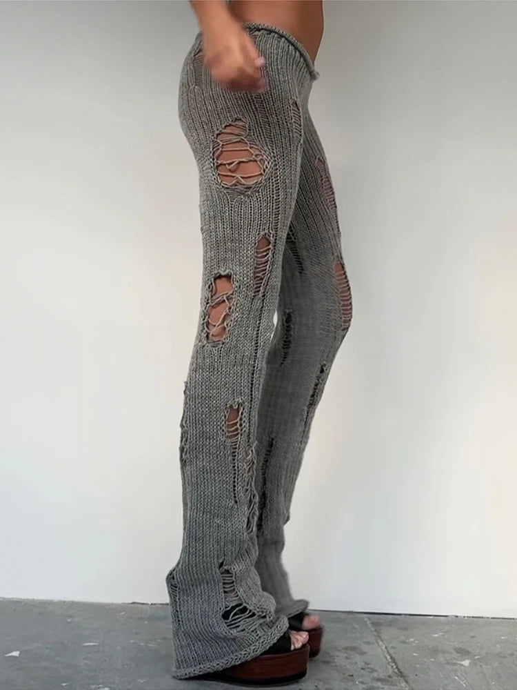 Pantalon Y2K Hollow Crochet Taille Haute Streetwear – MAUVSTUDIO®