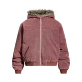 Y2K Quilted Hooded Jacket with Fur Collar