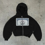 Y2K Printed Zip-Up Street Hoodie styled look | MAUVSTUDIO®