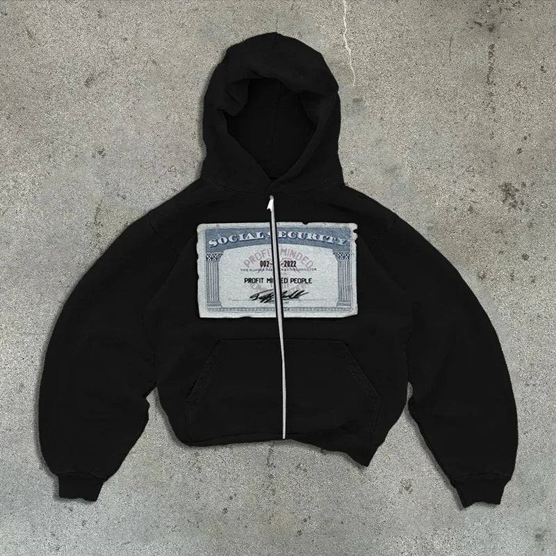 Y2K Printed Zip-Up Street Hoodie styled look | MAUVSTUDIO®