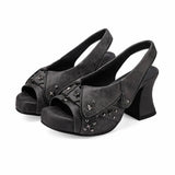 Y2K Star Rivet Denim Platform Slingback Sandals