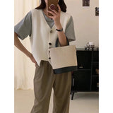 Coquette Irregular Knit V-Neck Sweater Vest