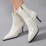 Patent Leather Pointed Toe Stiletto Ankle Boots