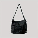 Y2K Multi-Pocket Washed Faux Leather Crossbody Bag