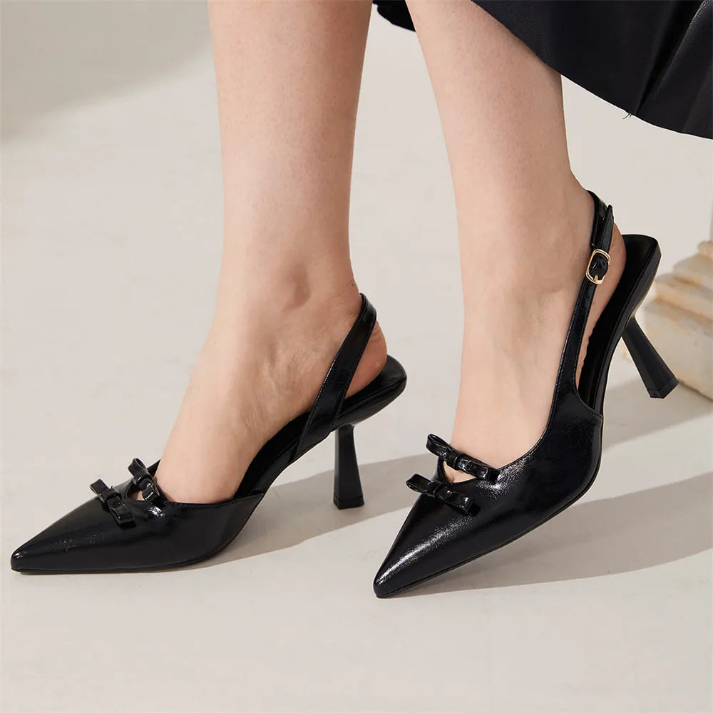 Y2K Butterfly Knot Pointy Toe Slingback Pumps