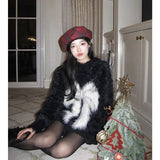 Coquette Red Bow Print Knit Pullover