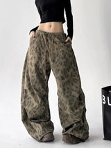 Y2K Leopard Low Waist Wide Leg Pants