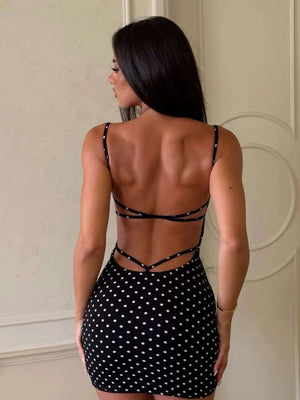 Mini Dress Y2K Polka Dot Backless Bodycon – MAUVSTUDIO®