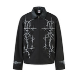 Y2K Thorn Print Rivet Oversized Jacket