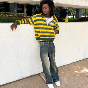 Y2K Stripe Rivet Embroidery Zip Up Hoodie alternate angle | MAUVSTUDIO®
