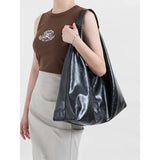 Oil Wax Leather Large Y2K Hobo Shoulder Bag