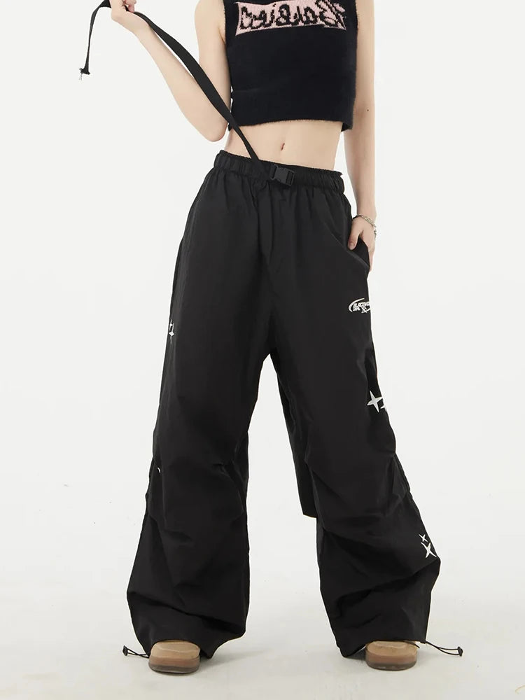 Y2K Letter Embroidery High Waist Cargo Pants