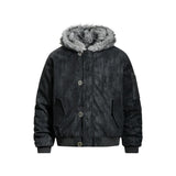 Y2K Retro Hooded Jacket with Faux Fur Collar