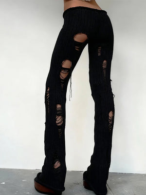 Pantalon Y2K Hollow Crochet Taille Haute Streetwear – MAUVSTUDIO®