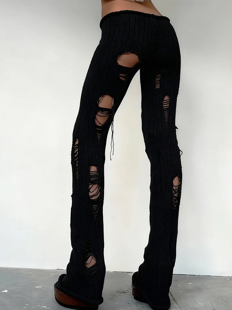 Pantalon Y2K Hollow Crochet Taille Haute Streetwear – MAUVSTUDIO®