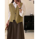 Coquette Irregular Knit V-Neck Sweater Vest