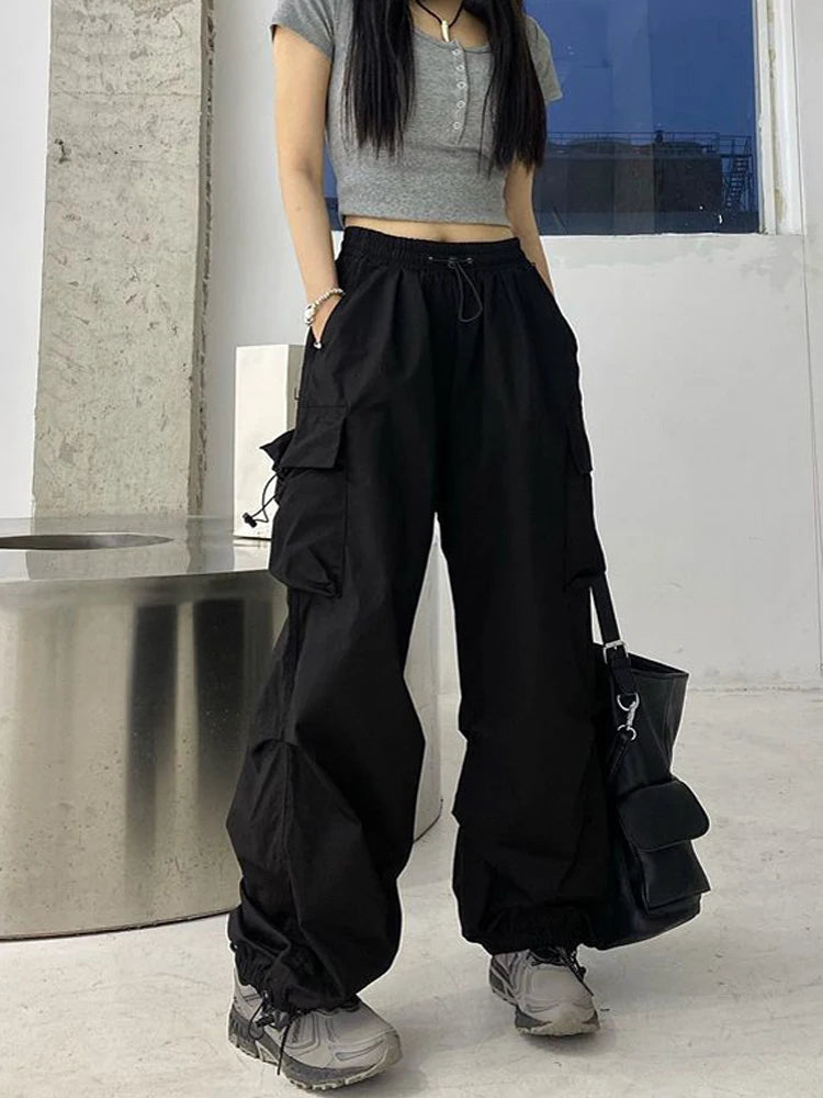 Y2K High Waist Wide Leg Cargo Pants