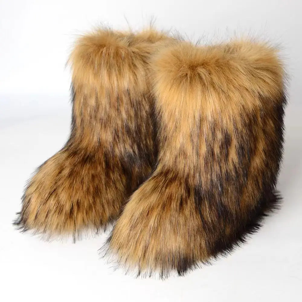 Y2K Fluffy Faux Fur Mid-Calf Snow Boots