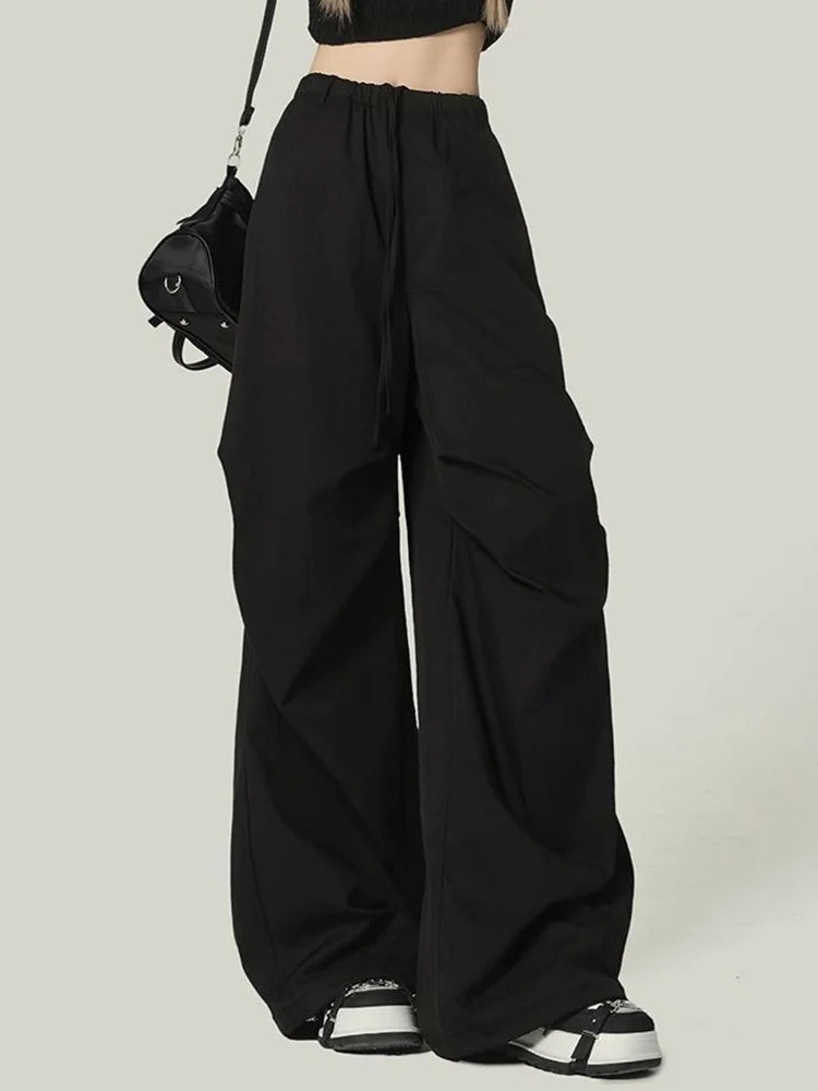 Y2K High Waist Black Cargo Pants