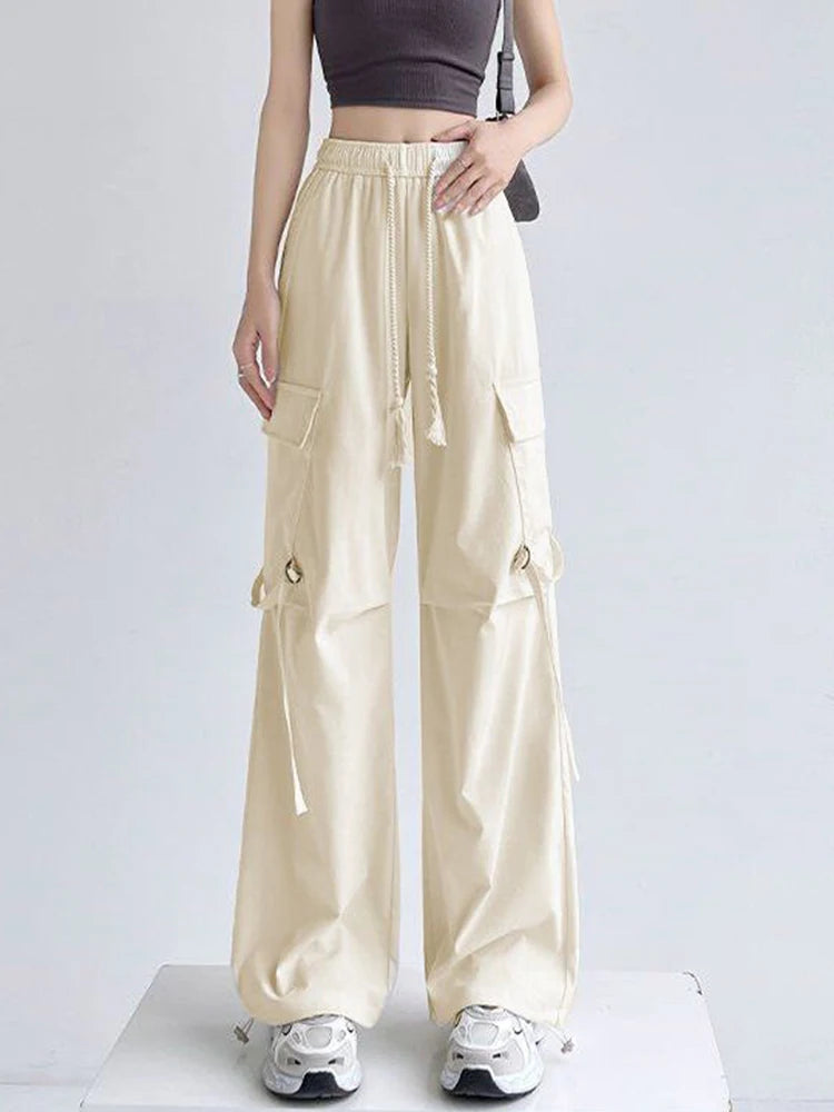 Y2K High Waist Wide Leg Cargo Pants