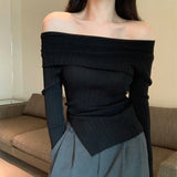 Coquette Slash Neck Backless Knit Sweater