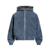 Y2K Quilted Hooded Jacket with Fur Collar