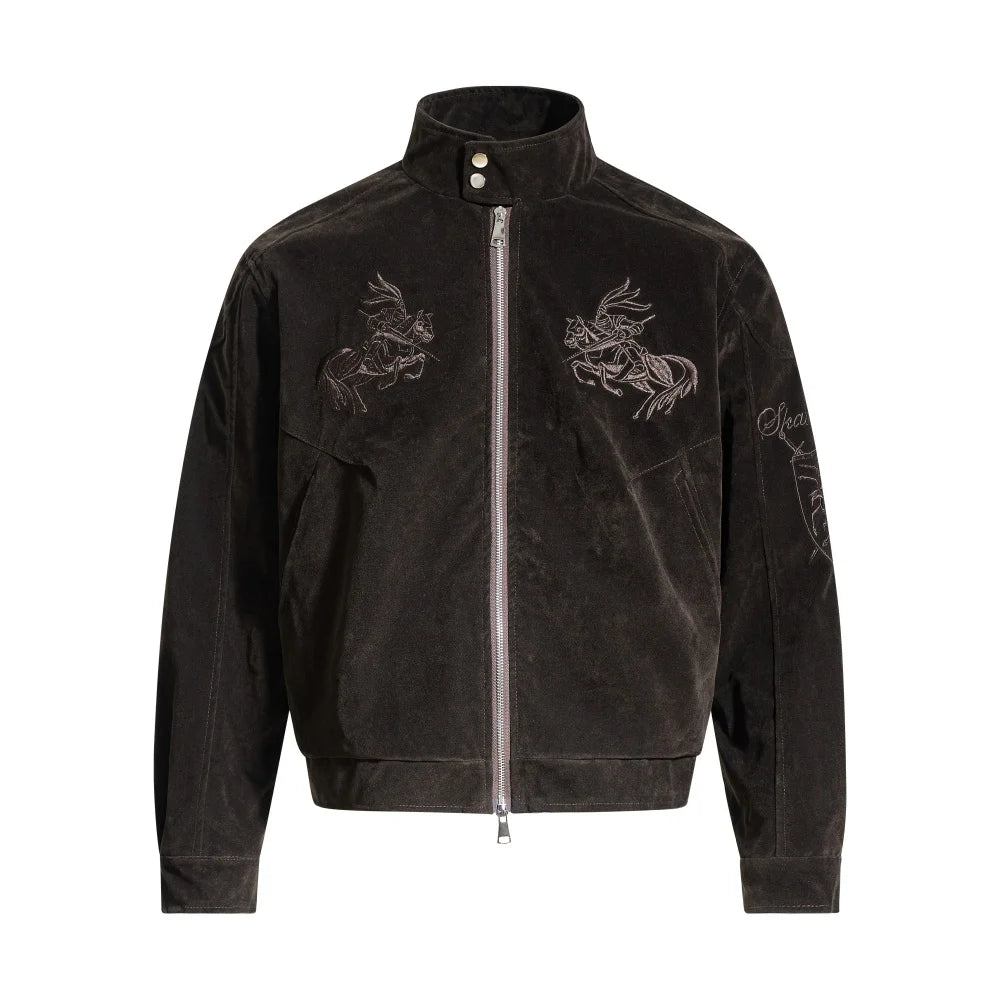 Y2K Knight Embroidery Zip Jacket