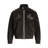 Y2K Knight Embroidery Zip Jacket