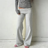 Y2K Fold-Over Wide Leg Sweatpants